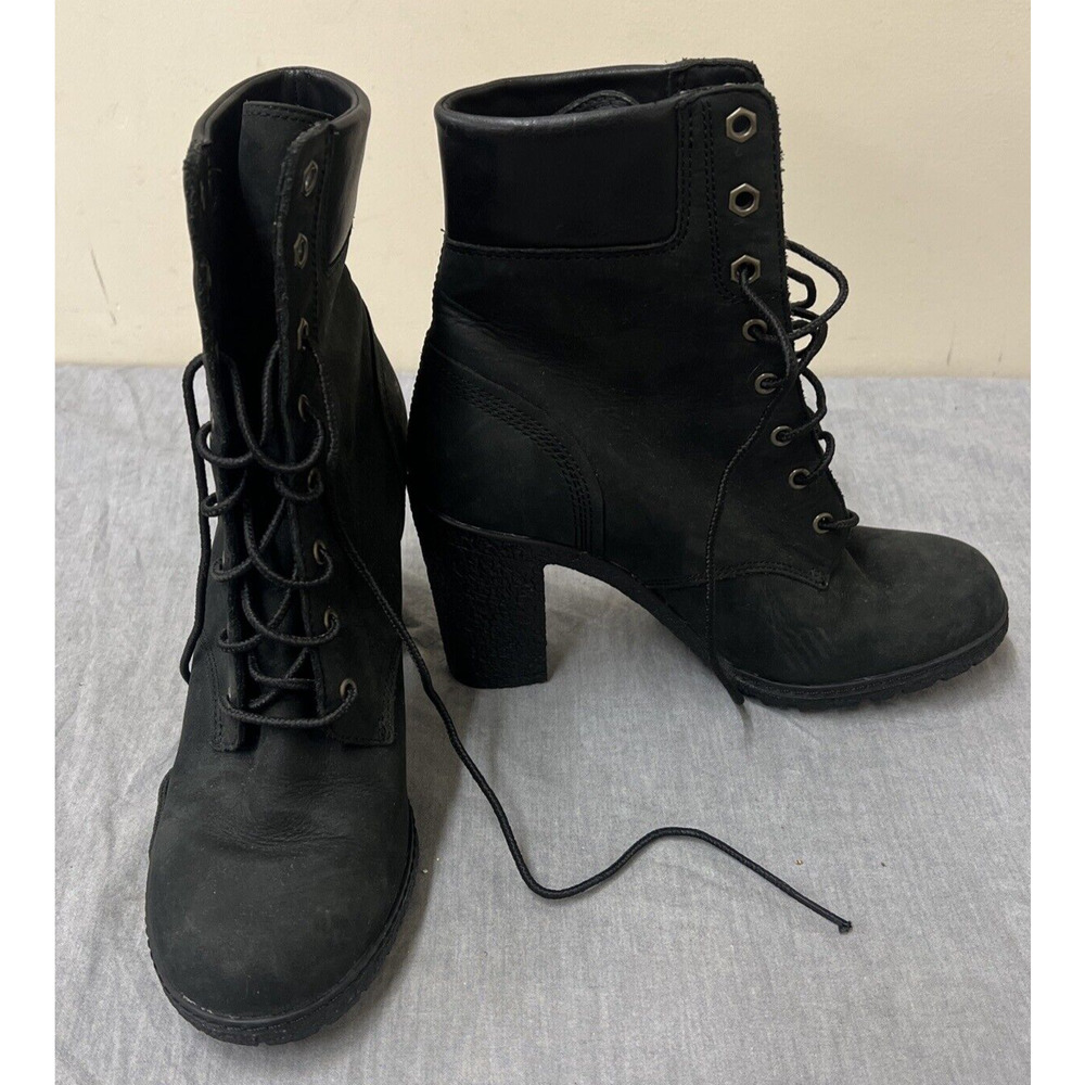 Timberland 8432A Women's Earthkeeper Glancy High Heel Black Leather Boots Sz 7